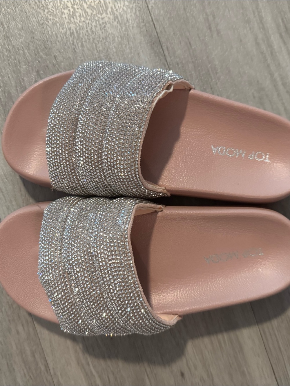 Top Moda Pink Rhinestone Slide Sandals - Picture 10 of 11